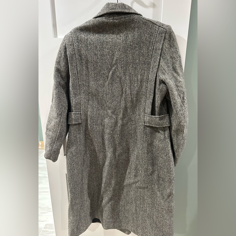 Womens 80s Vtg Jack Klein Herringbone Tweed Long Winter Coat M Lined USA Read - Picture 3 of 7